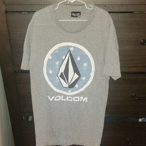 Volcom Gray Tee with Blue Logo
